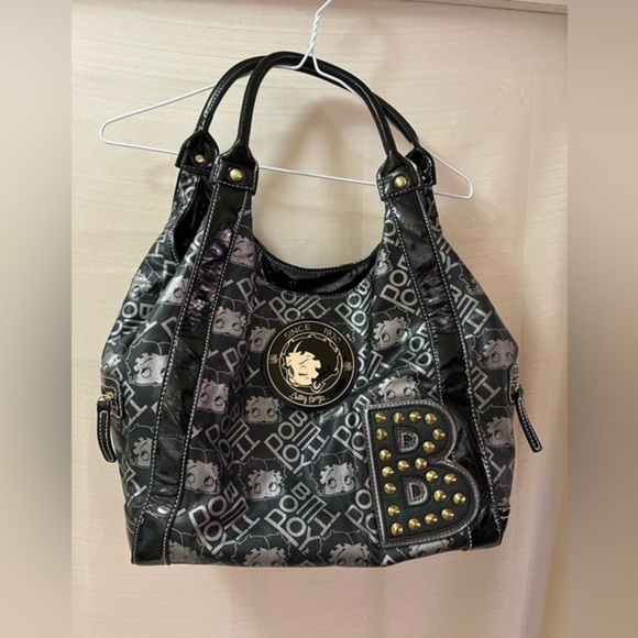 Betty Boop black and grey purse with beautiful plaque and cute fun details - Picture 1 of 9